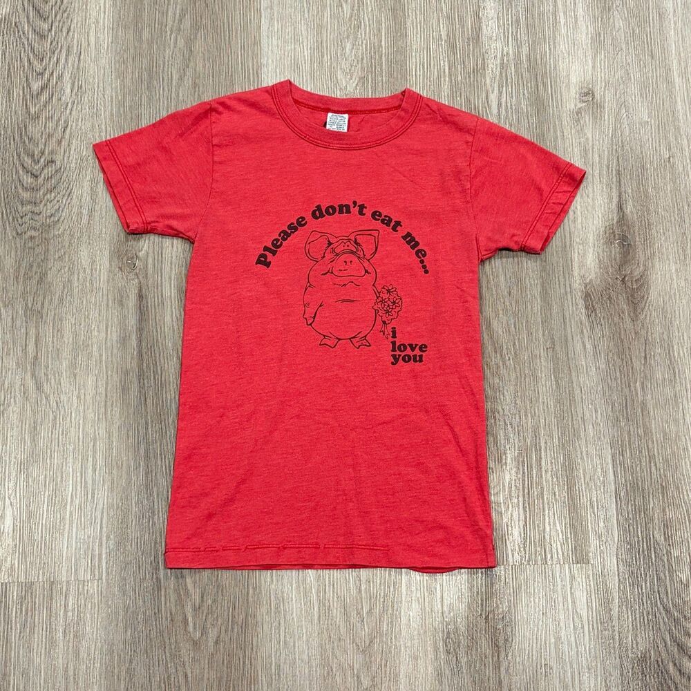 RARE Vtg 90s 00s Y2K Urban Outfitters Pig 'Please Don't Eat Me' Baby Tee S Small